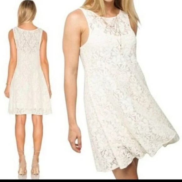 Free People Lace for Miles White Mini Dress - Picture 1 of 6